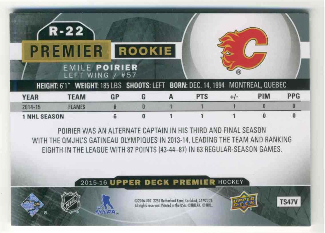 2015-16 Upper Deck Premier Emile Poirier #R-22 card back image