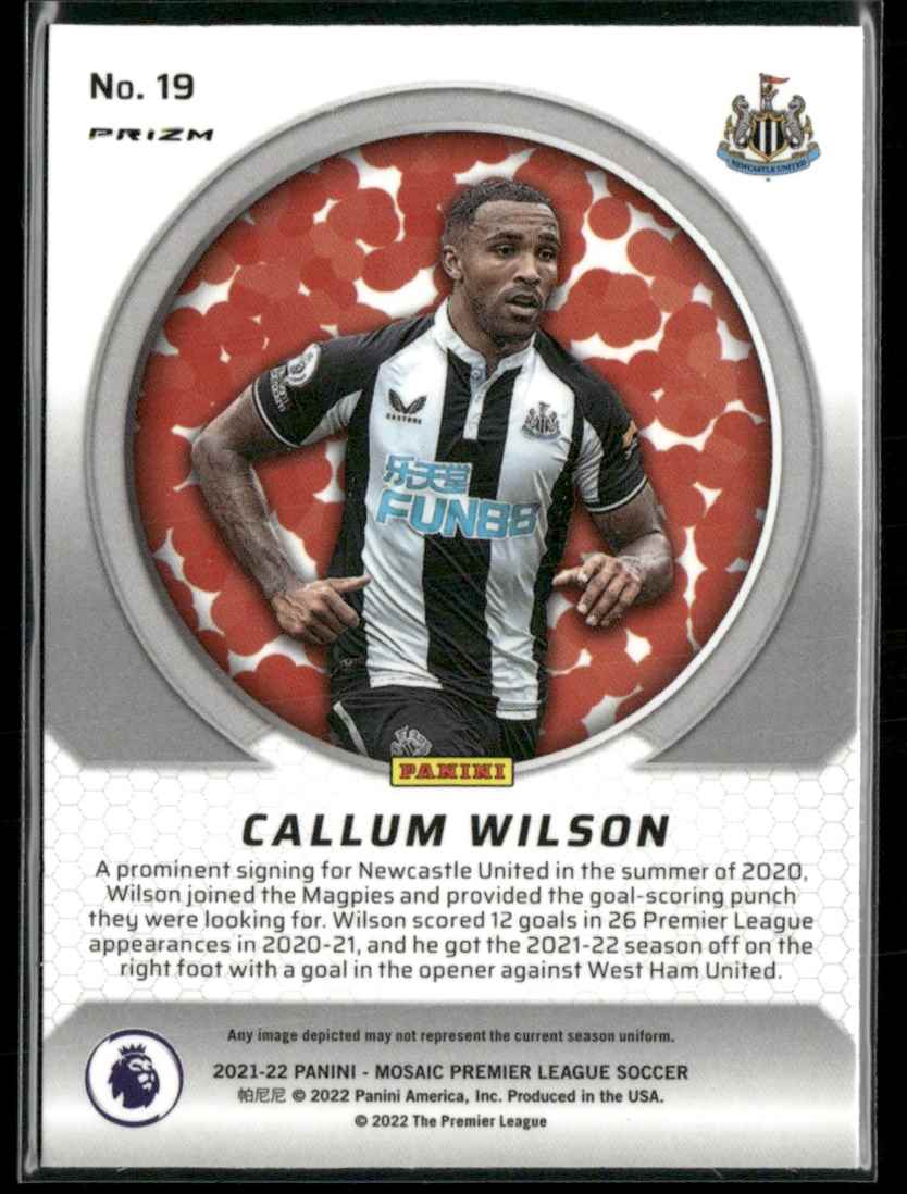 2021 Panini Mosaic Premier League International Men of Mastery Callum Wilson #19 card back image