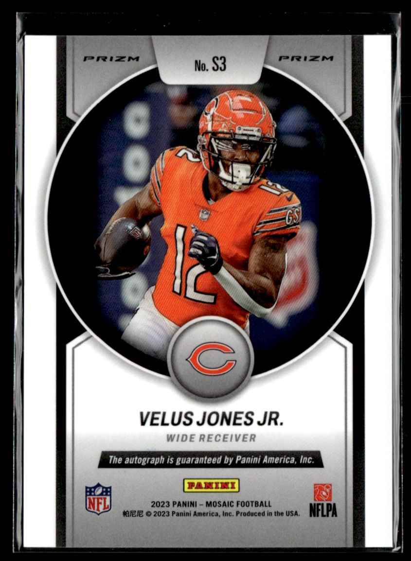 2023 Panini Mosaic Scripts Velus Jones Jr. #S3 card back image