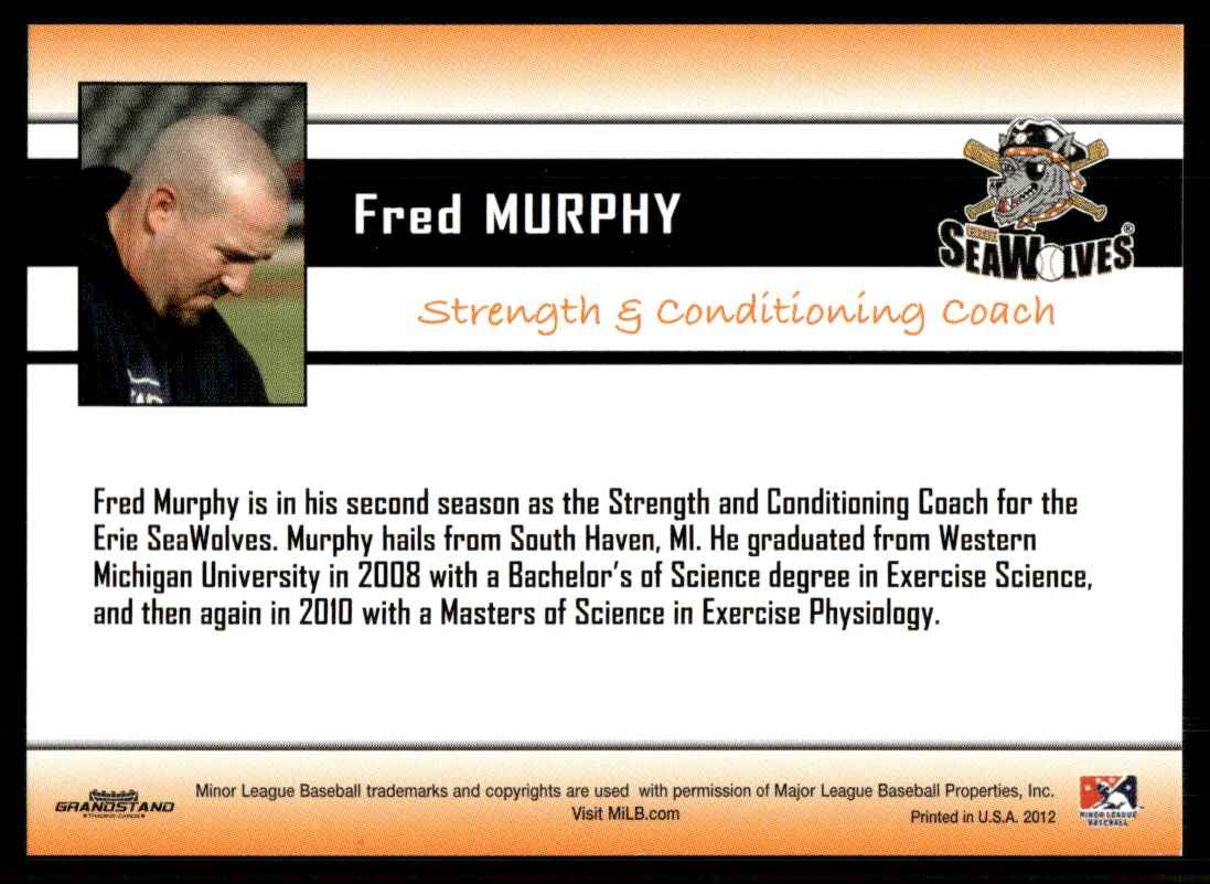 2012 MiLB Fred Murphy card back image