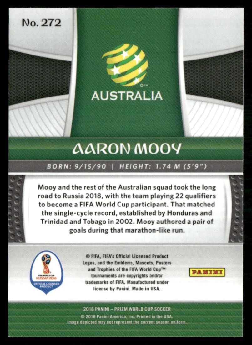 2018 Panini Prizm World Cup Aaron Mooy #272 card back image