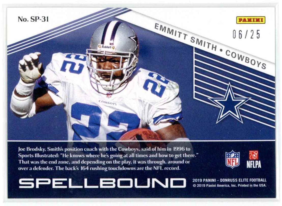 2019 Donruss Elite Emmitt Smith #SP-31 card back image