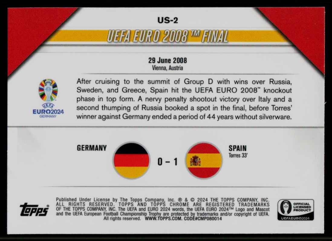 2024 2024 Topps Chrome UEFA Euro Ultimate Showdown SPAIN #US-2 card back image