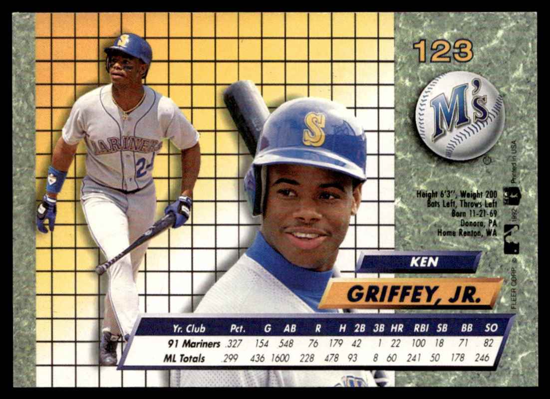 1992 Ultra _ Ken Griffey, Jr. #123 card back image
