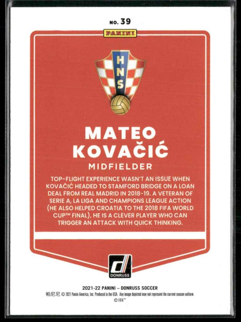 2021 Donruss Holo Orange Laser Mateo Kovacic #39 card back image