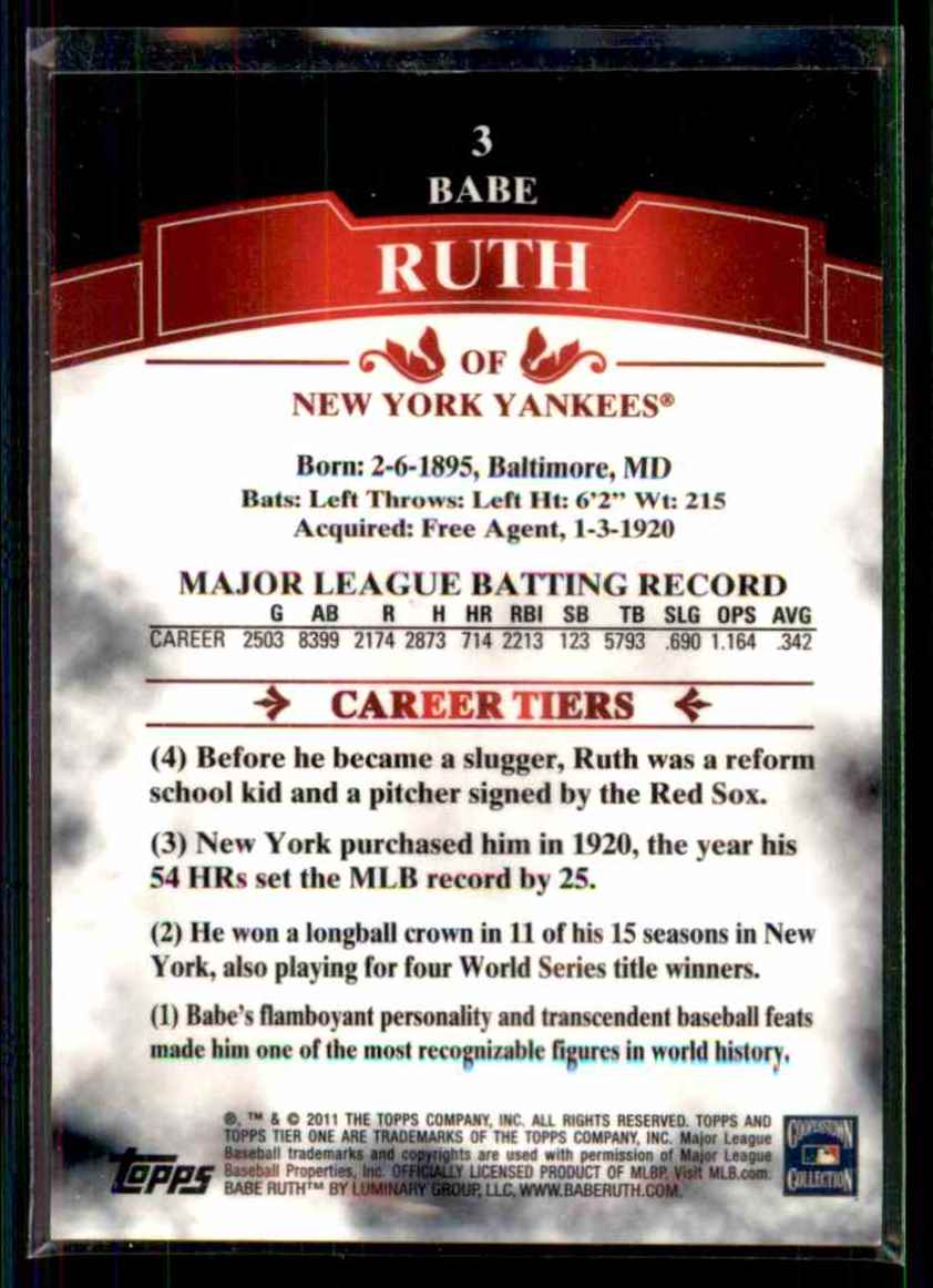 2011 Topps Tier One Babe Ruth #3 card back image