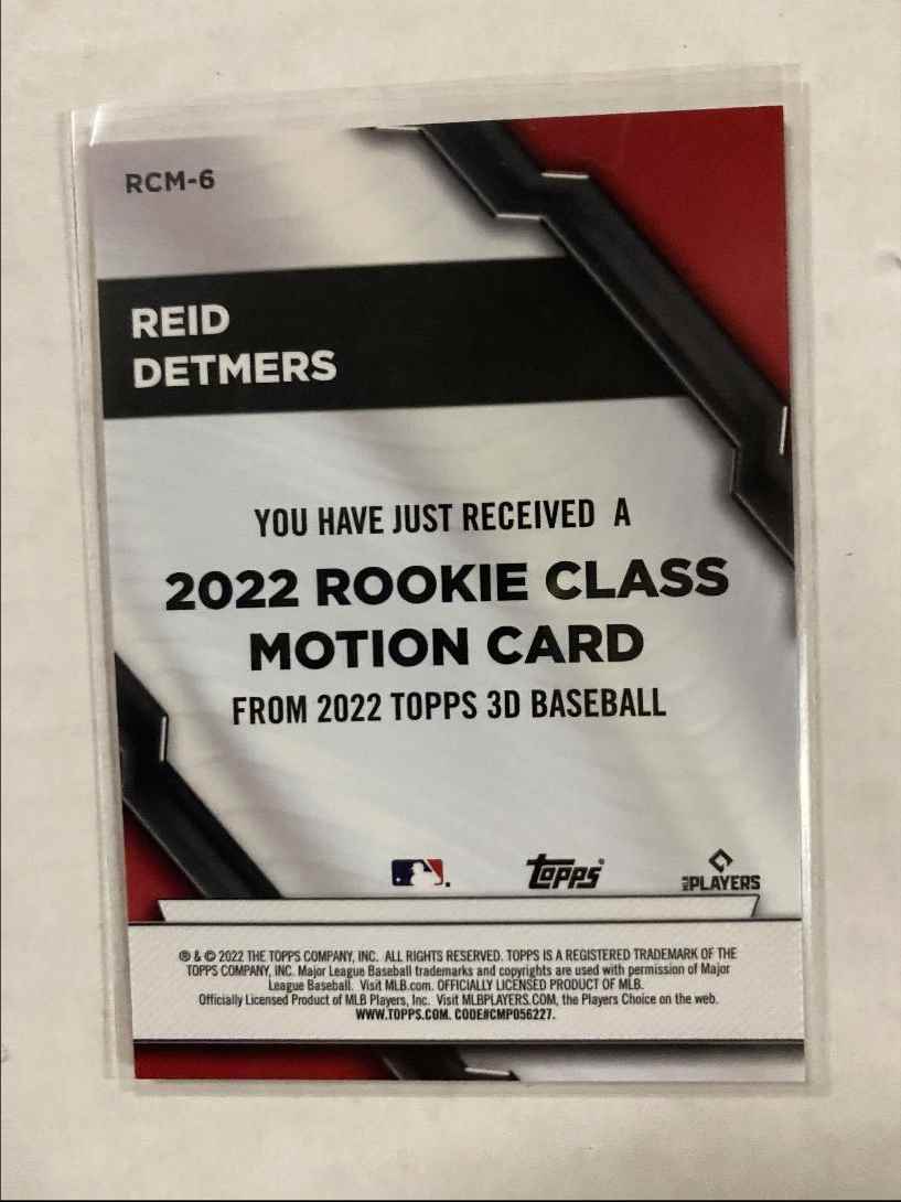 2022 Topps 3D Rookie Class Motion Reid Detmers #RCM-6 card back image