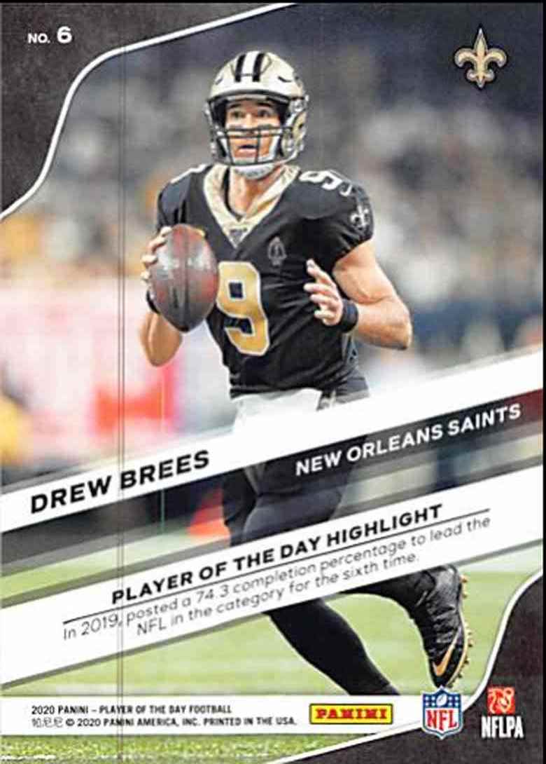 2020 Panini Drew Brees #6 card back image