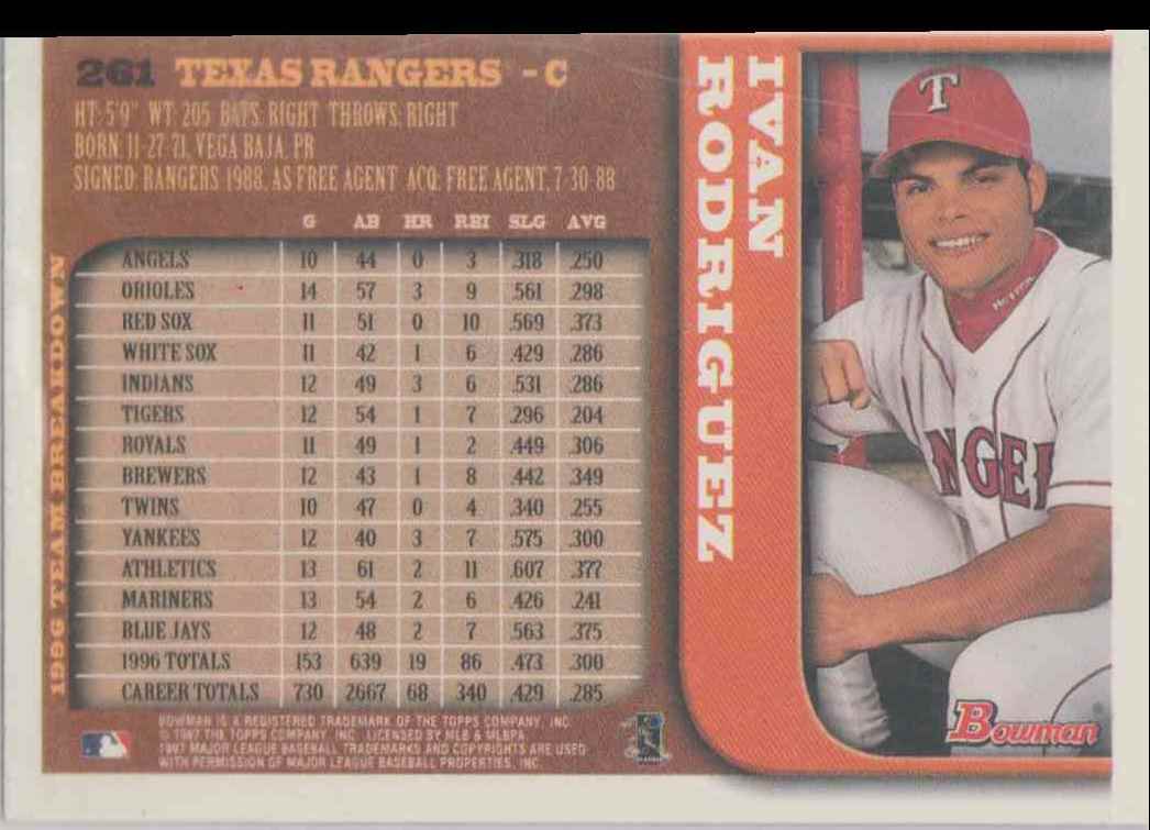 1997 Bowman Ivan Rodriguez #261 card back image