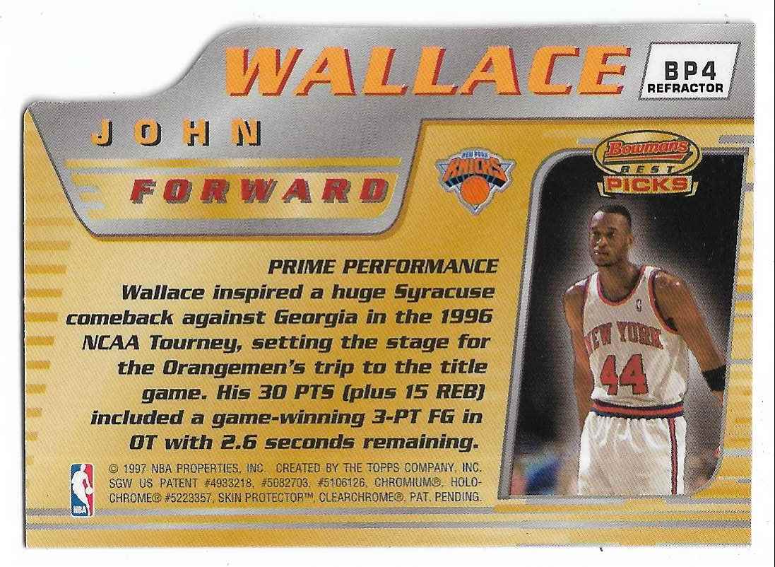 1996-97 Bowman's Best Picks Refractor John Wallace #BP4 card back image