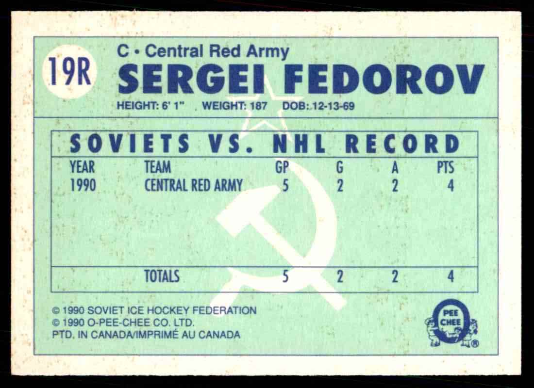 1990-91 O-Pee-Chee Red Army ! Sergei Fedorov #19R card back image