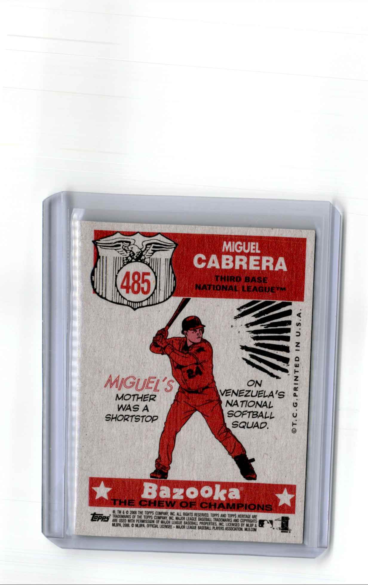 2008 Topps Heritage Miguel Cabrera #485 card back image