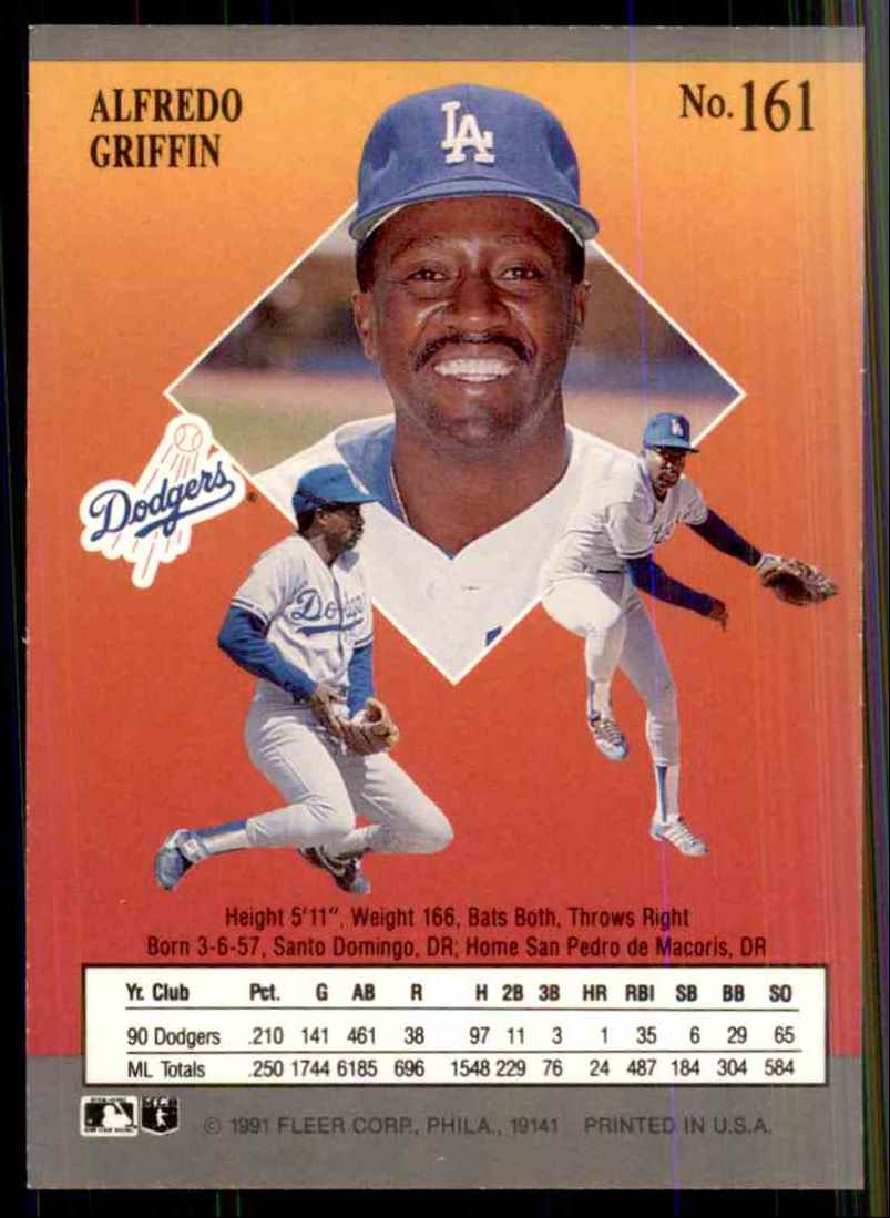 1991 Ultra Alfredo Griffin #161 card back image