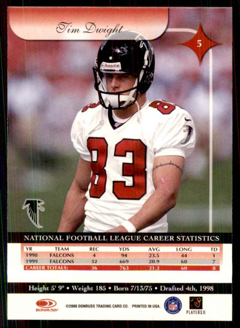 2000 Donruss Elite Tim Dwight #5 card back image