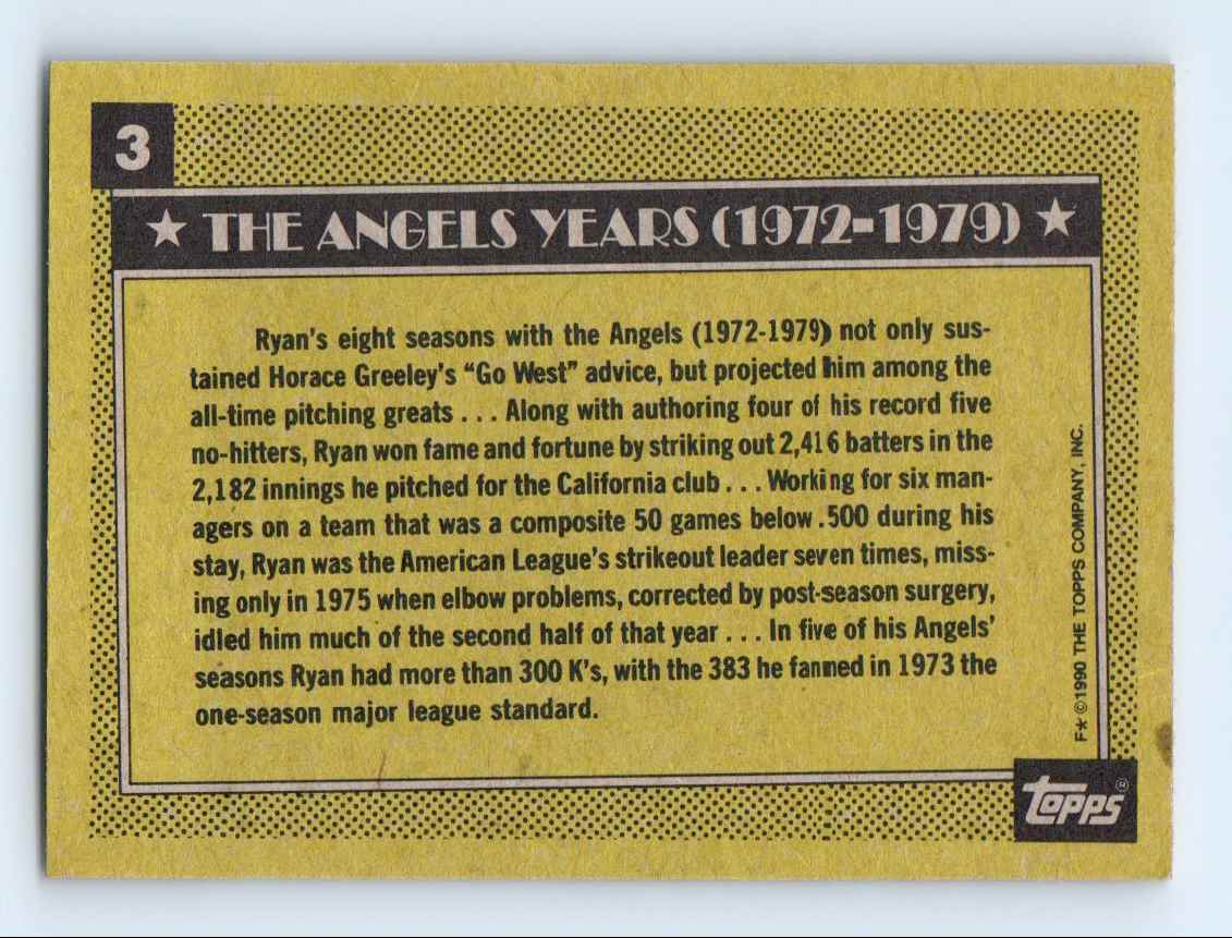1990 Topps Nolan Ryan #3 card back image