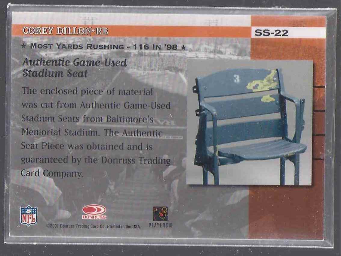 2001 Donruss Classics Stadium Stars Corey Dillon #SS22 card back image