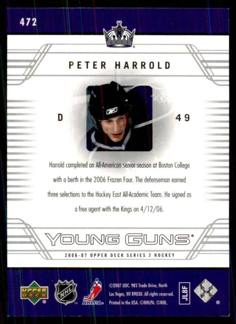 2006-07 Upper Deck Peter Harrold Yg RC #472 card back image