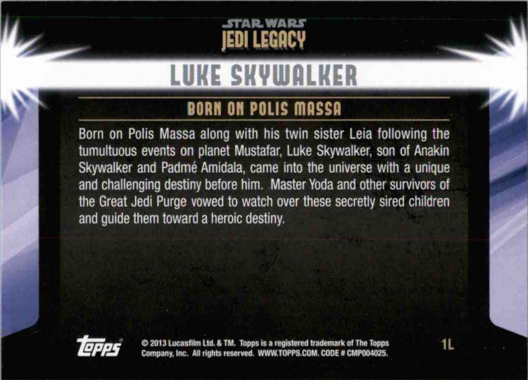 2013 Star Wars Jedi Legacy Clandestine Birth #1L card back image