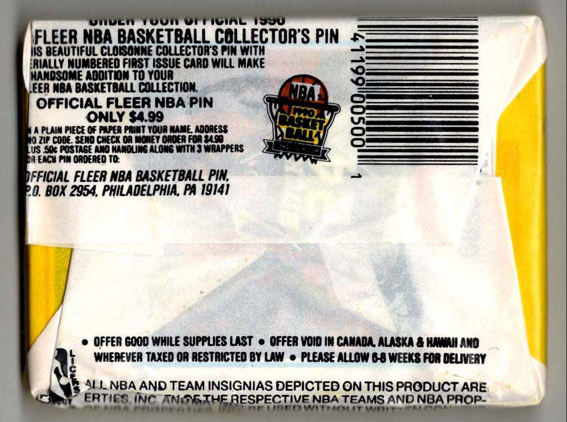 1990-91 Fleer Unopened Pack #15 card back image