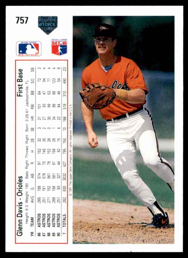 1991 Upper Deck Upper Deck Baseball Glenn Davis #757 card back image