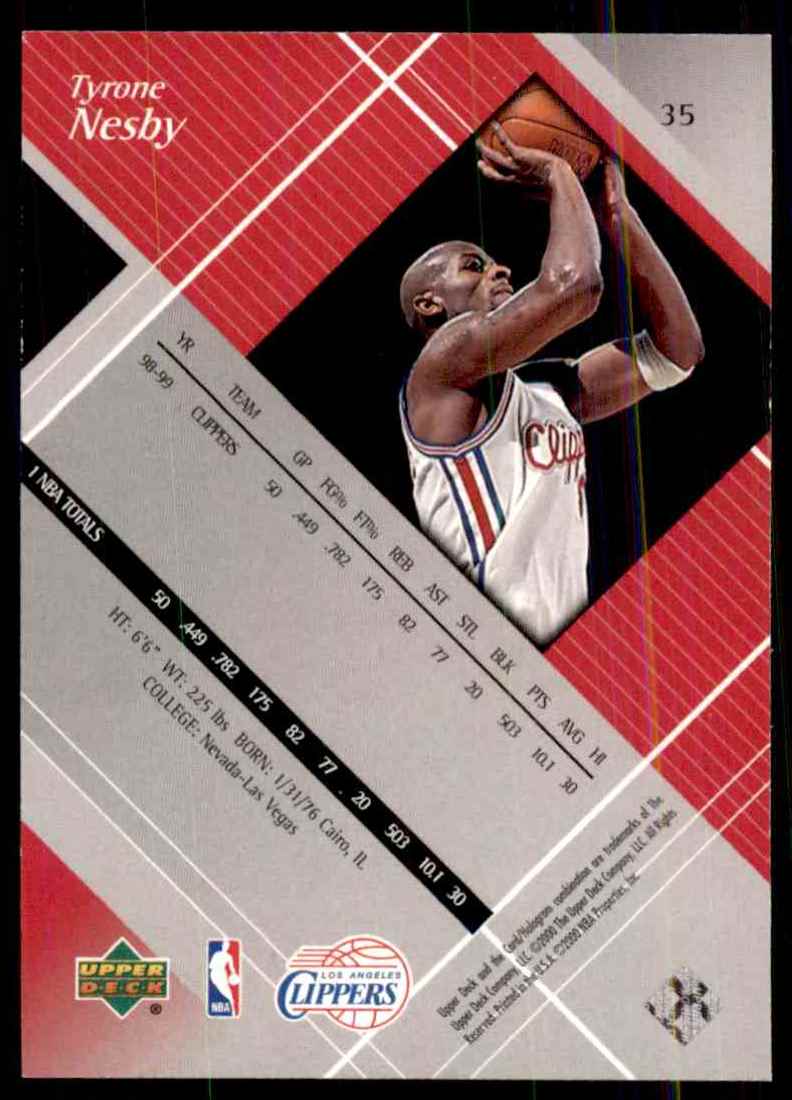 1999-00 Upper Deck Black Diamond Tyrone Nesby RC #35 card back image