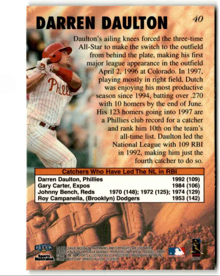 1997 Sports Illustrated Darren Daulton #40 card back image