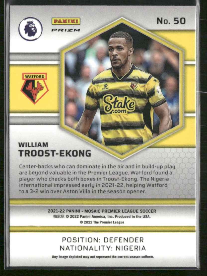 2021 Mosaic Premier League Silver Mosaic William Troost-Ekong #50 card back image