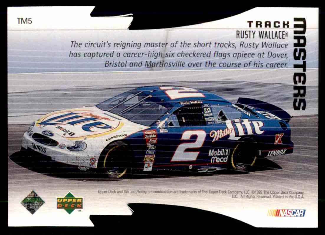 1999 Upper Deck Victory Circle Track Masters Rusty Wallace #TM5 card back image