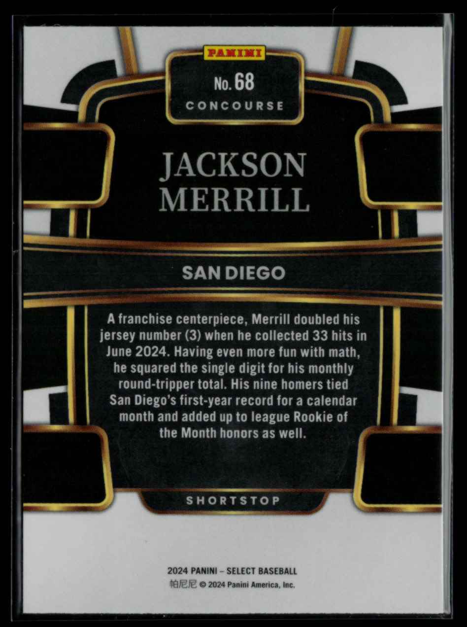 2024 Panini Select Concourse Jackson Merrill #68 card back image