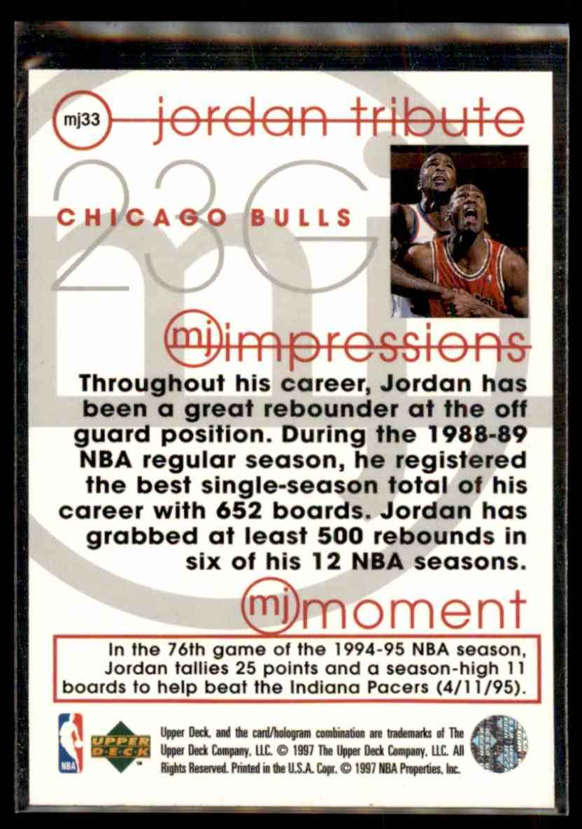 1997-98 Upper Deck Michael Jordan Tribute Michael Jordan #MJ33 card back image