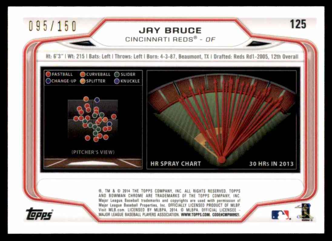 2014 Bowman Chrome Purple Refractor Jay Bruce card back image