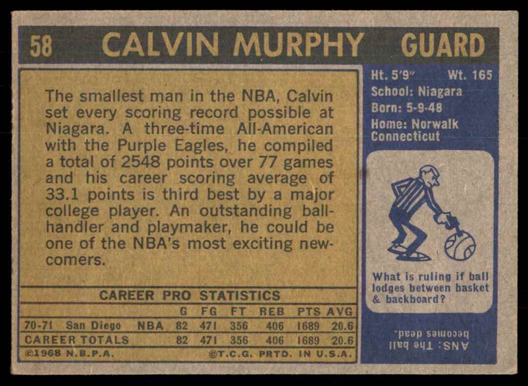 1971-72 Topps Calvin Murphy #58 card back image