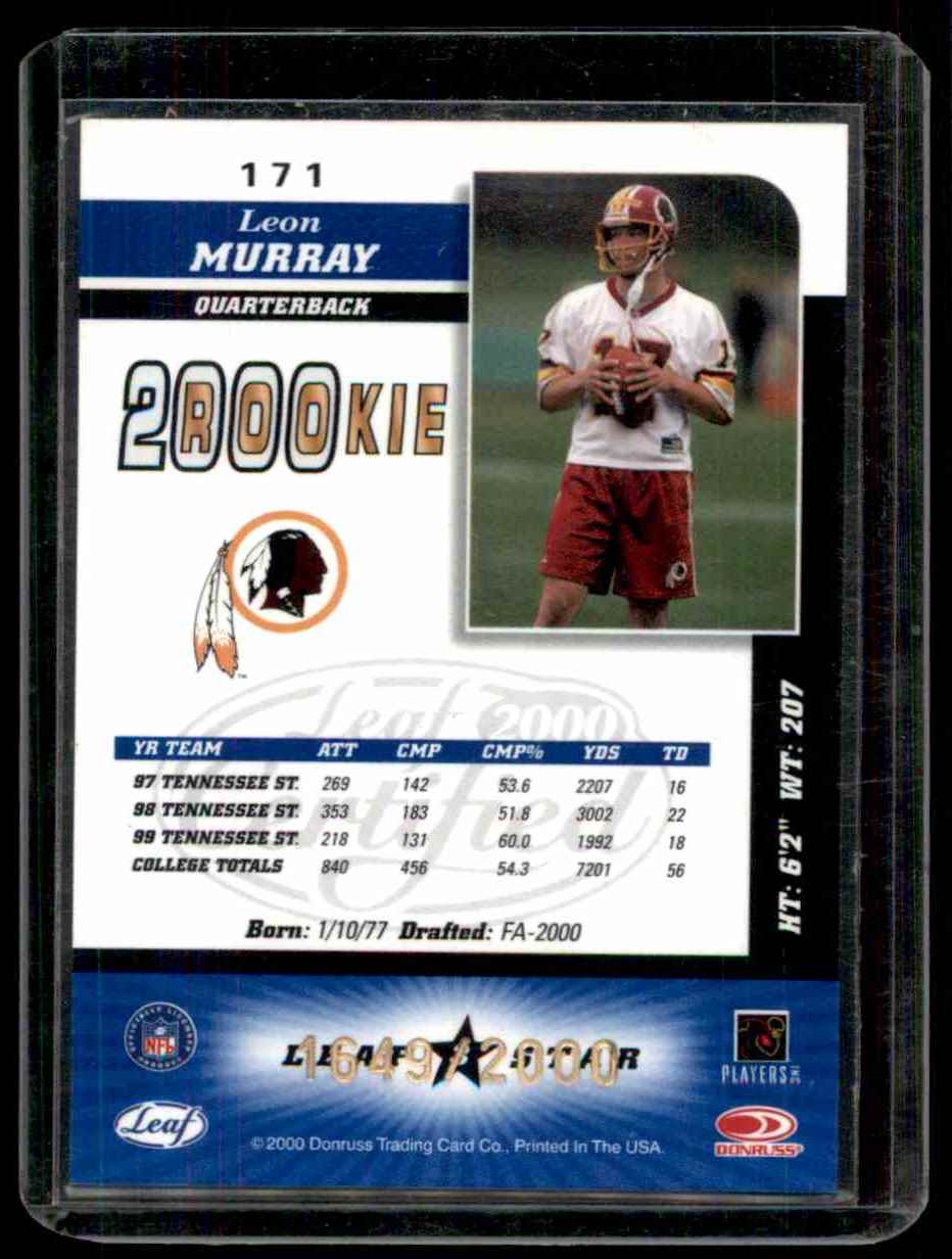2000 Leaf Certified Leon Murray #171 card back image