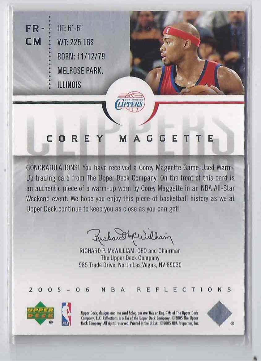 2005-06 Reflections Fabrics Corey Maggette #CM card back image