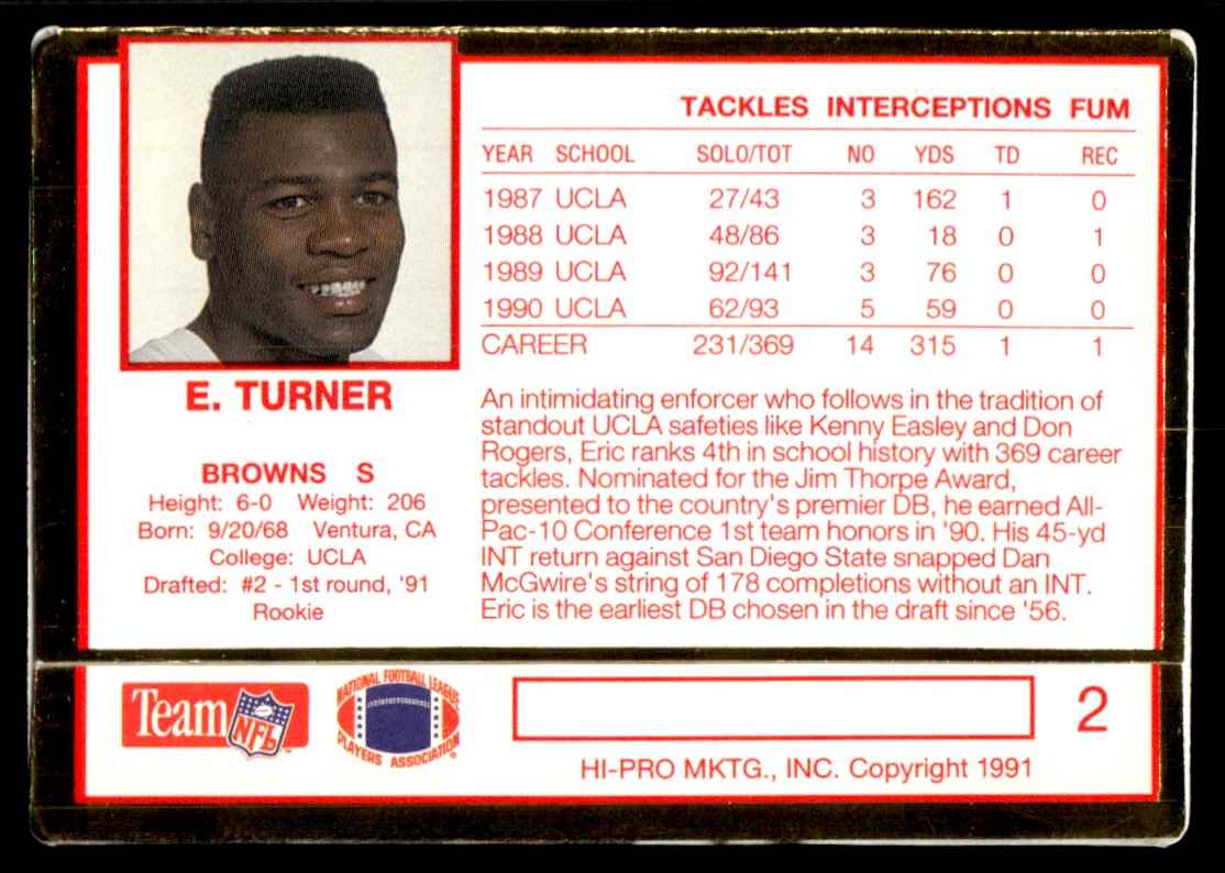 1991 Action Packed Eric Turner #2 card back image