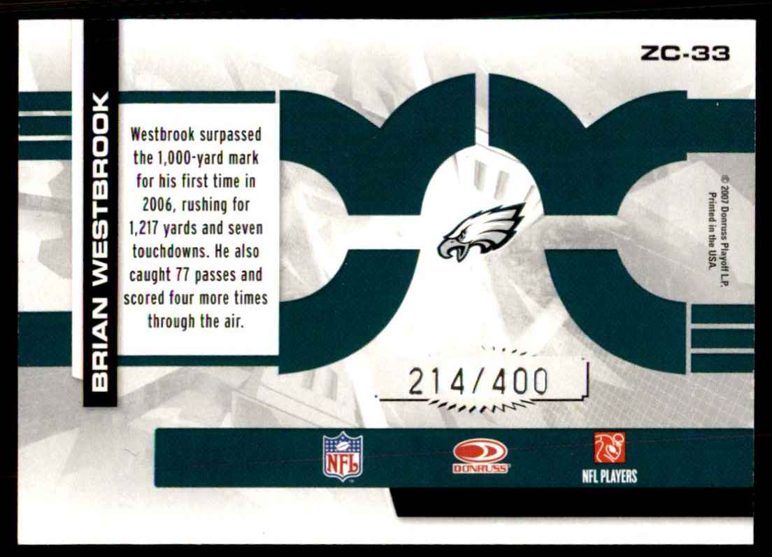 2007 Donruss Elite Zoning Commission Black Brian Westbrook #33 card back image