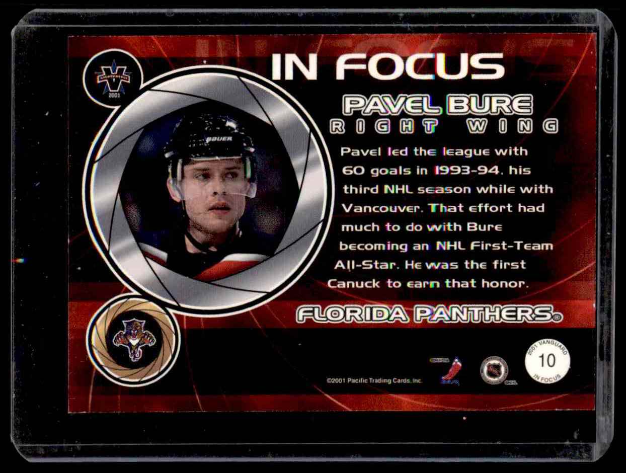 2000-01 Pacific Vanguard In Focus Pavel Bure #10 card back image