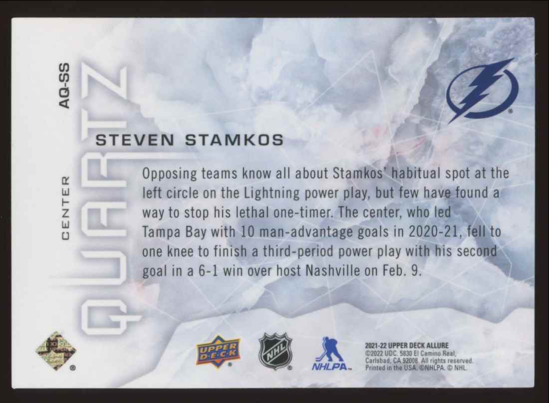 2021-22 Upper Deck Allure Steven Stamkos #AQ-SS card back image