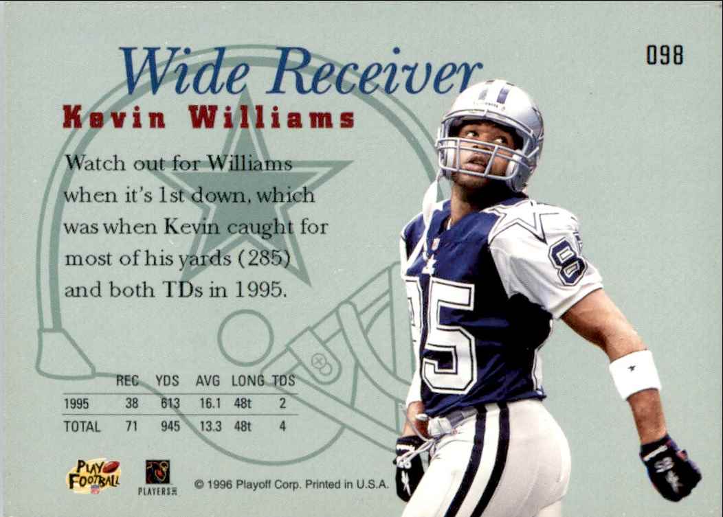 1996 Playoff Kevin Williams #109 card back image