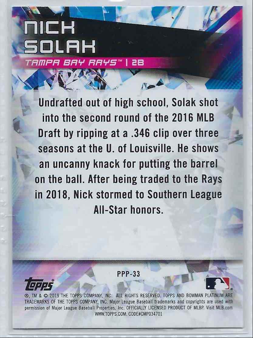 2019 Topps Bowman Platinum Nick Solak #PPP-33 card back image