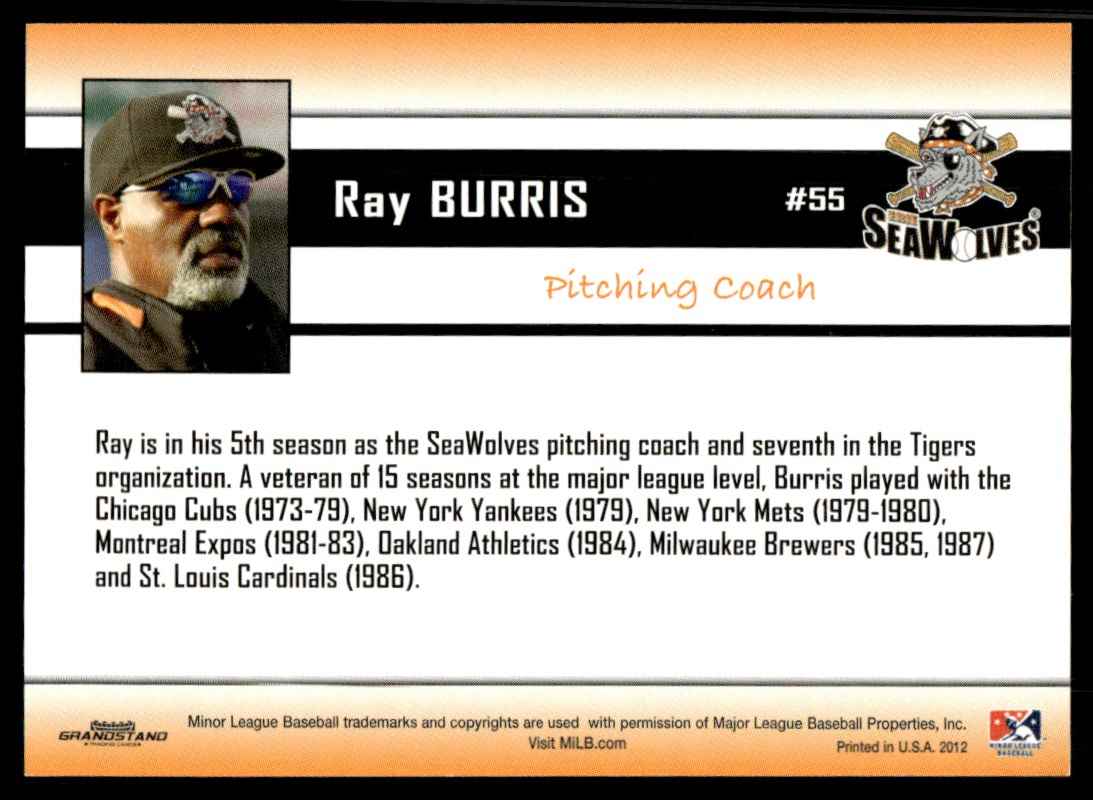 2012 MiLB Ray Burris card back image