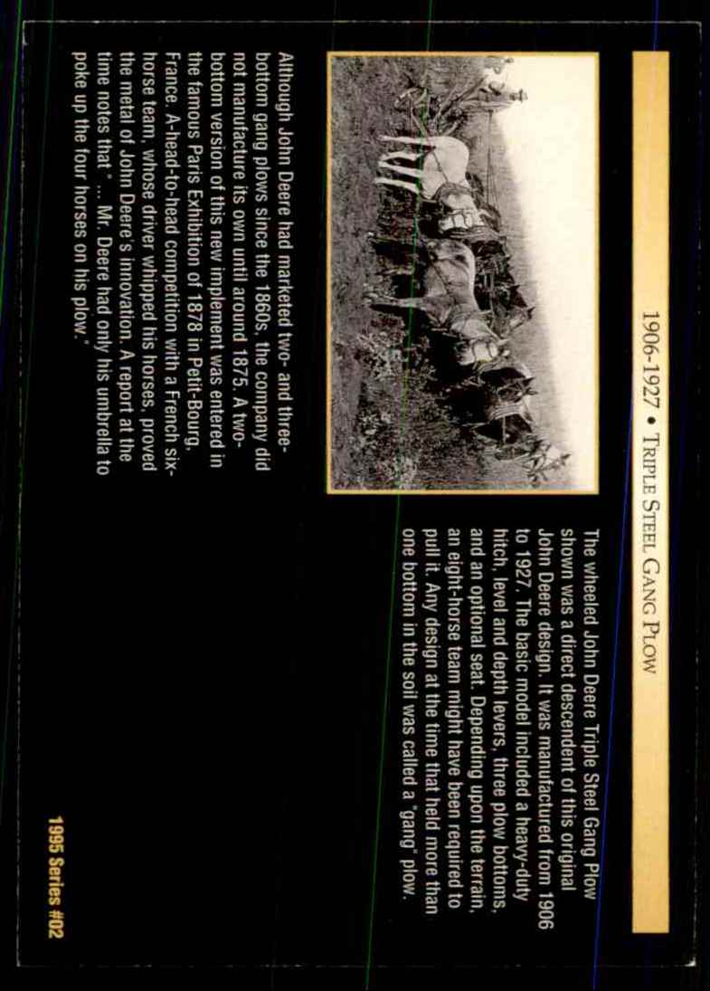 1995 John Deere Triple Steel Gang Plow #2 card back image