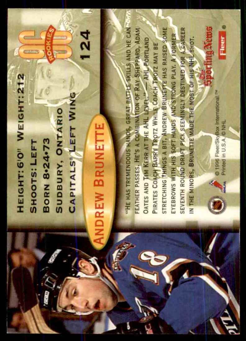 1996-97 Fleer Andrew Brunette RC #124 card back image