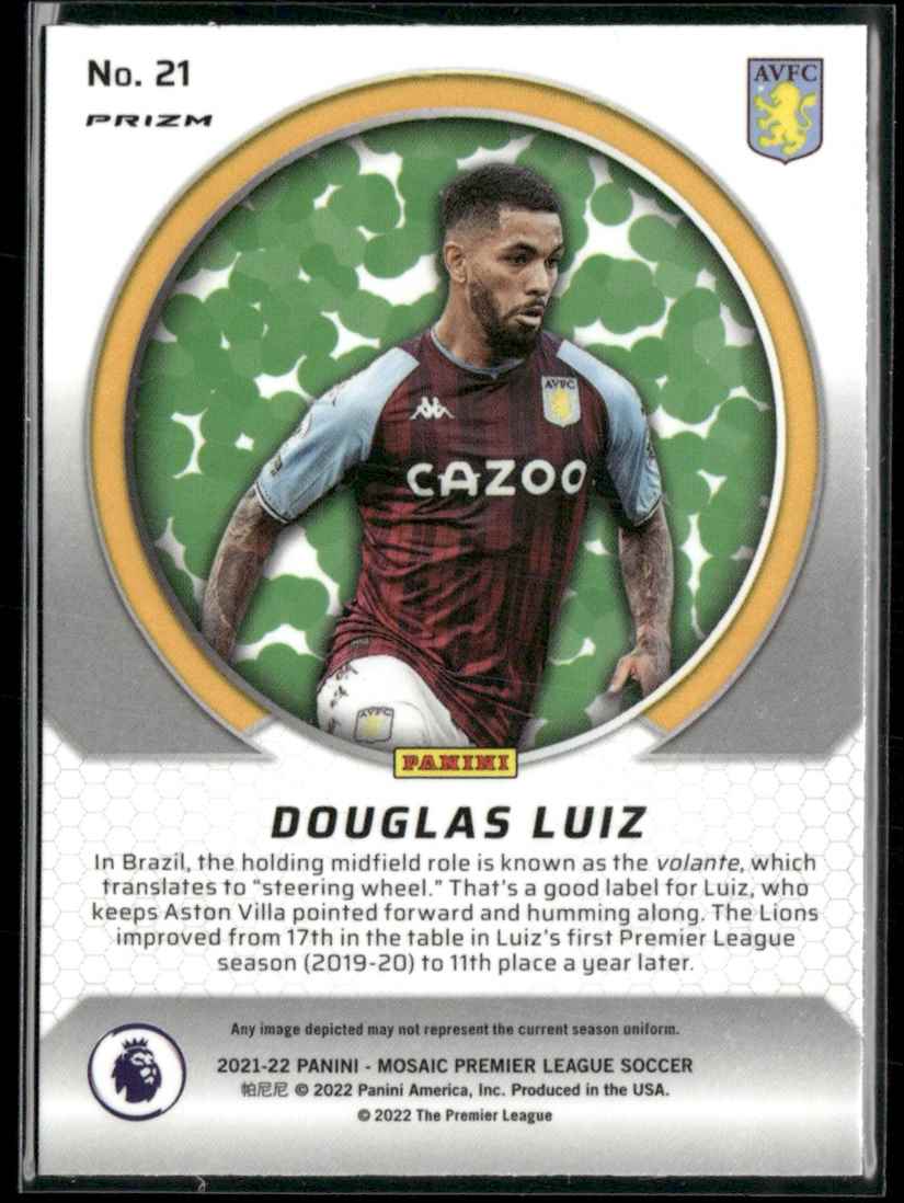2021 Panini Mosaic Premier League International Men of Mastery Douglas Luiz #21 card back image