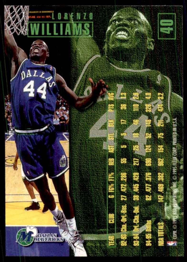 1995-96 Fleer Lorenzo Williams #40 card back image
