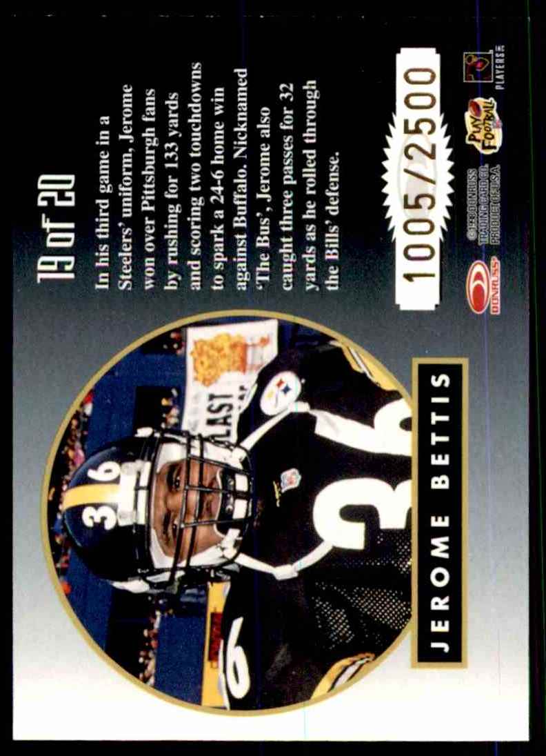 1998 Leaf Rookies & Stars Greatest Hits Jerome Bettis #19 card back image