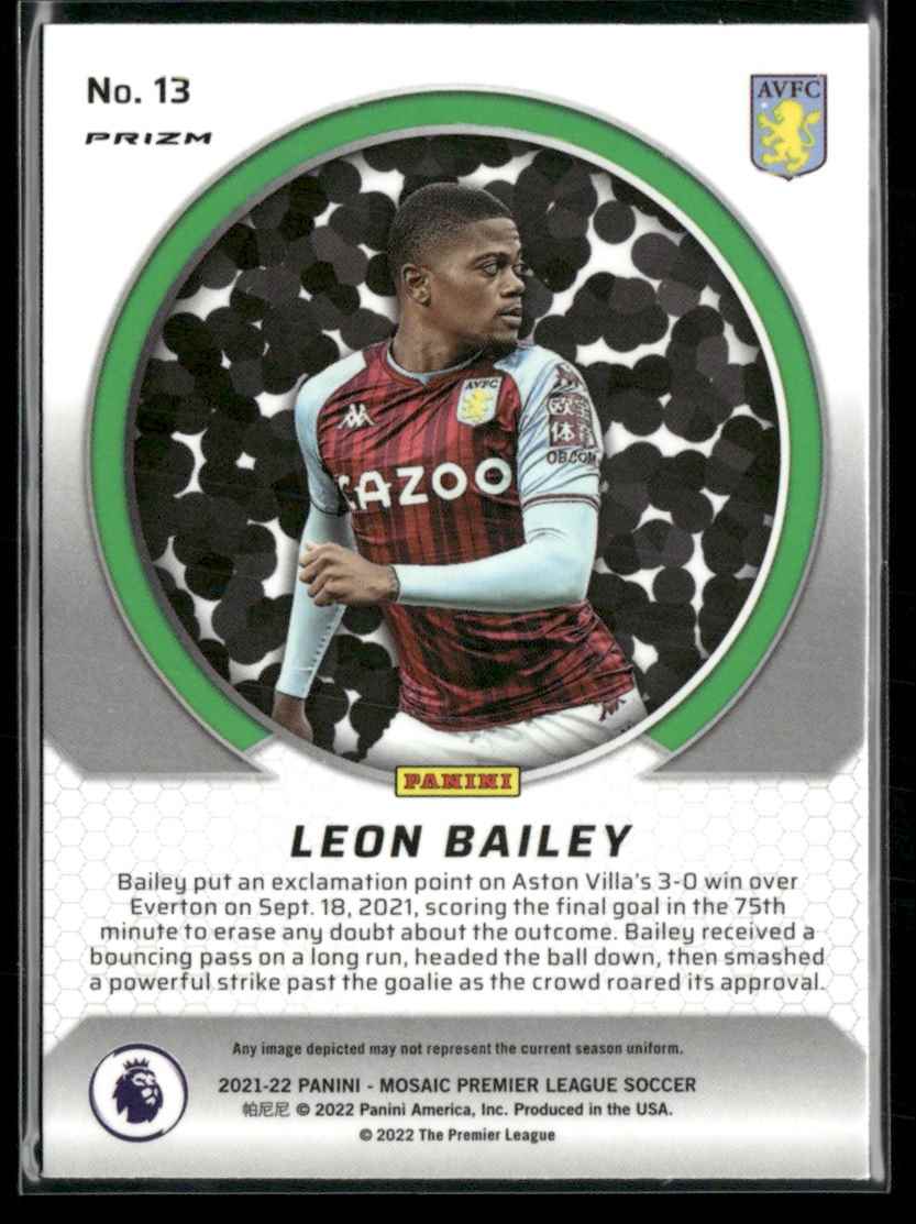2021 Panini Mosaic Premier League International Men of Mastery Leon Bailey #13 card back image
