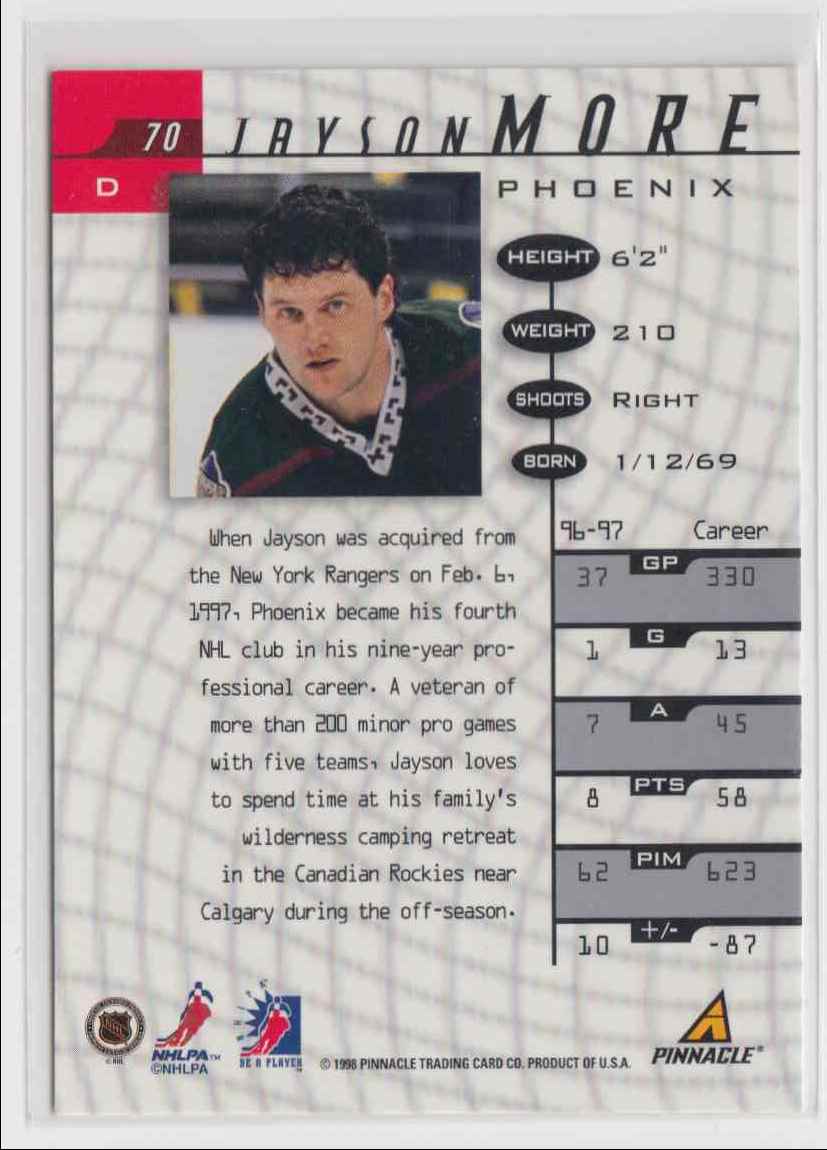 1997-98 Be A Player Autographs ! Jayson More #70 card back image