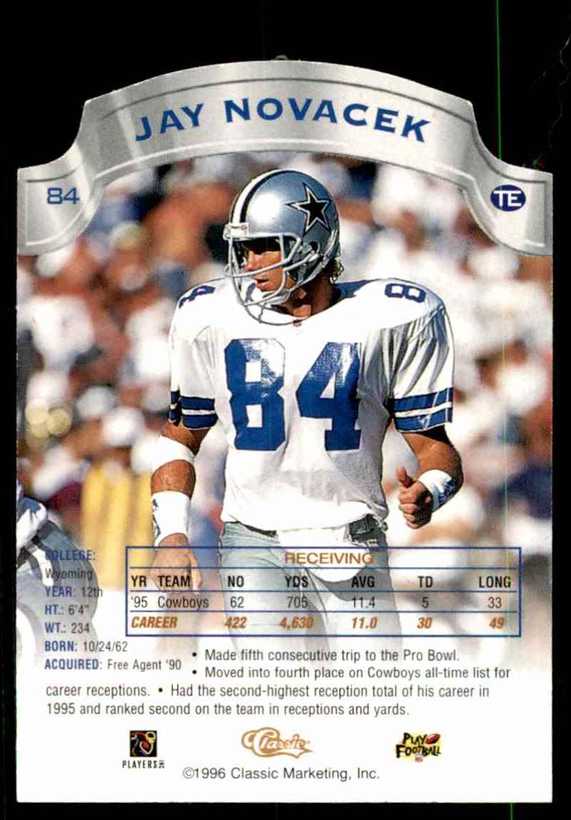 1996 Pro Line Dc3 Jay Novacek #84 card back image