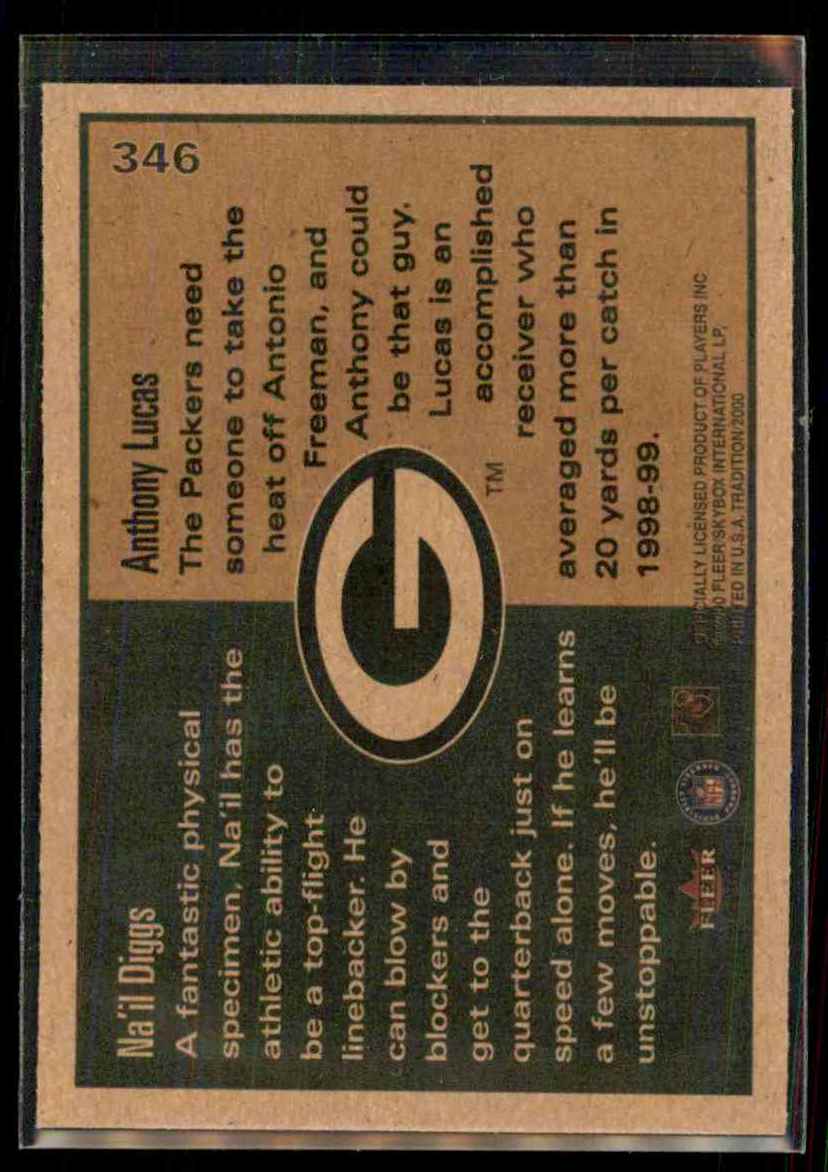 2000 Fleer Tradition Anthony Lucas Na'il Diggs #346 card back image